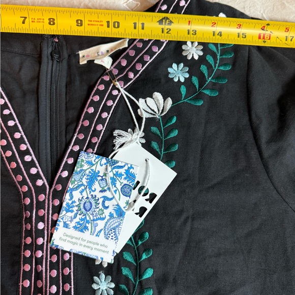ROLLER RABBIT  Black Dress with Floral Embroidery size XL - Picture 8 of 13
